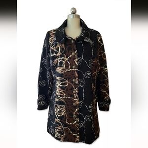 Sioni  Vintage Wearable Art Full Length Coat with Decorative Buttons SIze M EUC!